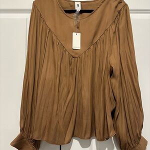 Impressions Tan/Brown Women's Blouse